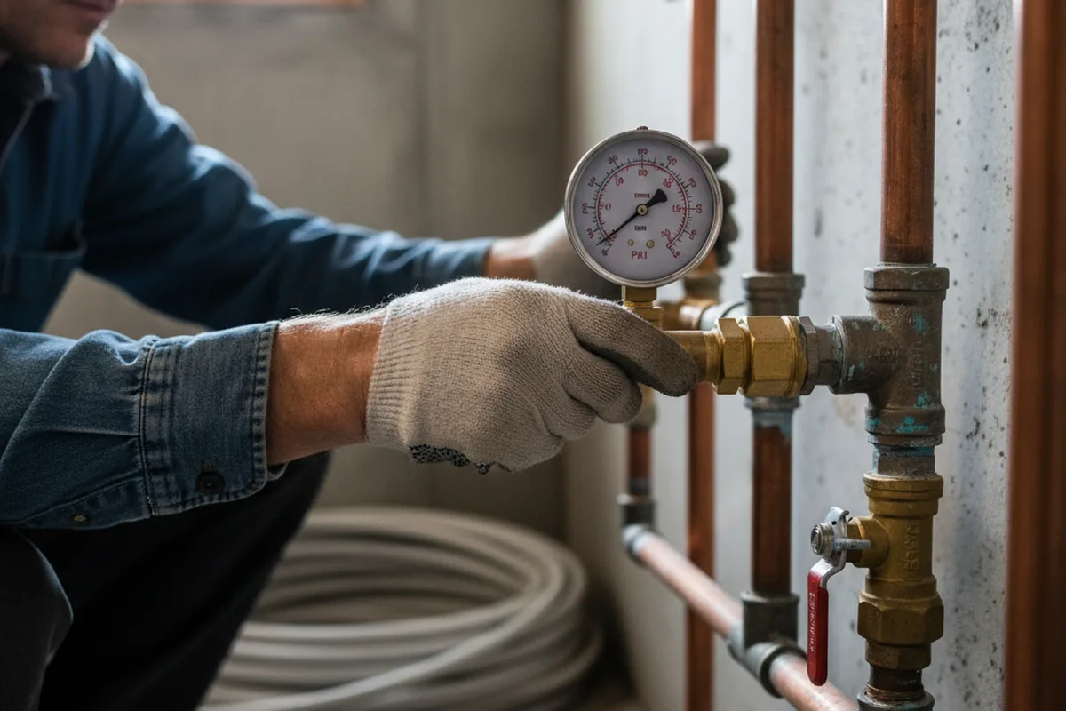 Pressure testing a repaired line during Water Line Repair in Hinckley